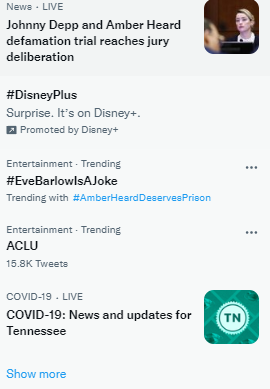 Eve Barlow is a joke is trending, 
along with:
the ACLU being called out 
Amber Heard deserves prison, 

and yet the media would have you believe that people somehow back Amber Heard.

The people have LOUDLY spoken, and they back johnny Depp.