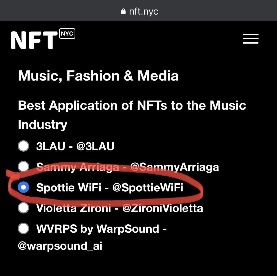SpottieWiFi's tweet photo. VOTING FOR THE @NFT_NYC AWARDS ENDS WEDNESDAY AT 5PM EST IT TAKES 30 SECONDS U DON’T HAVE TO VOTE FOR EACH AND EVERY CATEGORY BUT U DO HAVE TO VOTE FOR THE MUSIC CATEGORY THANK U

https://t.co/yftiHM42aD https://t.co/9YD1z9CSM9