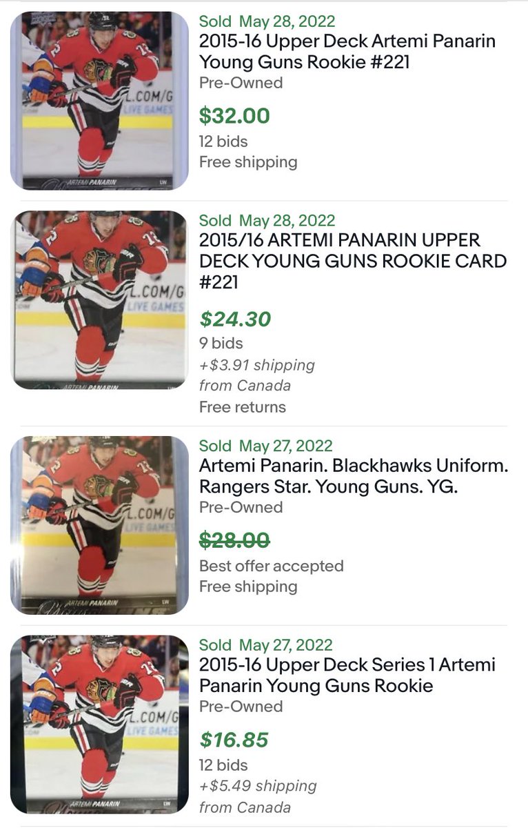 blueinktrading's tweet photo. Artemi Panarin Young Guns RCs are ridiculously undervalued #hockeycards #thehobby https://t.co/De2al2t9sA
