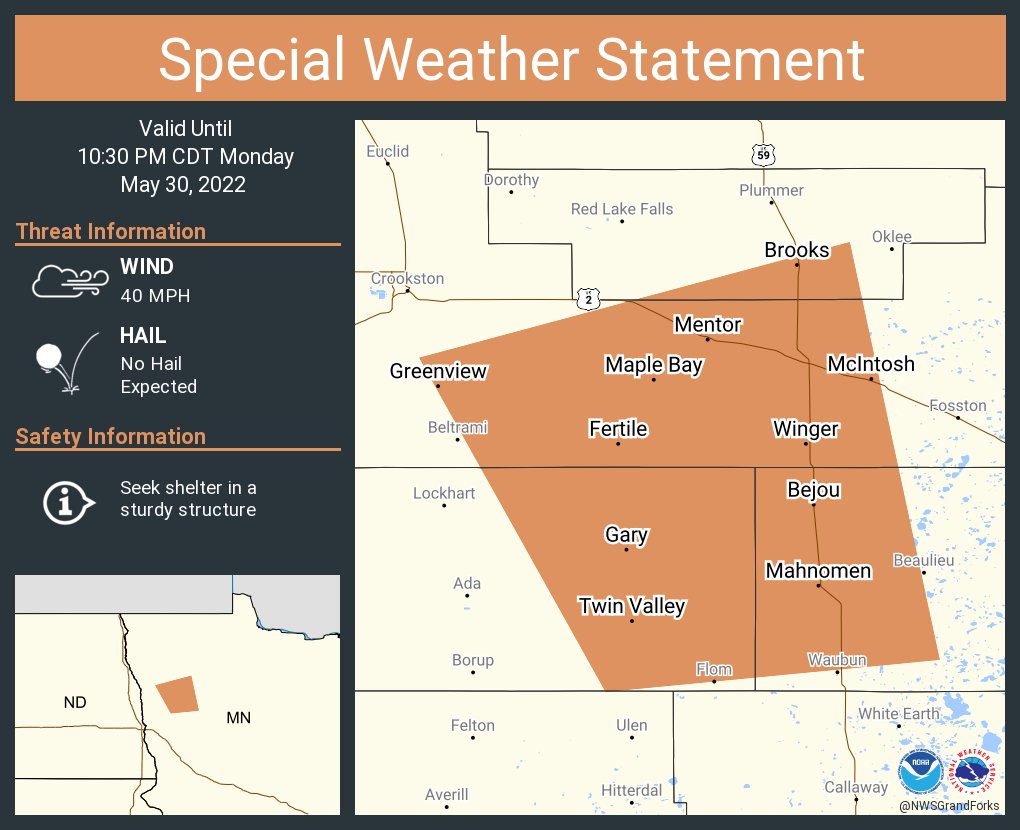 NWS Grand Forks on Twitter "A special weather statement has been issued for Mahnomen MN