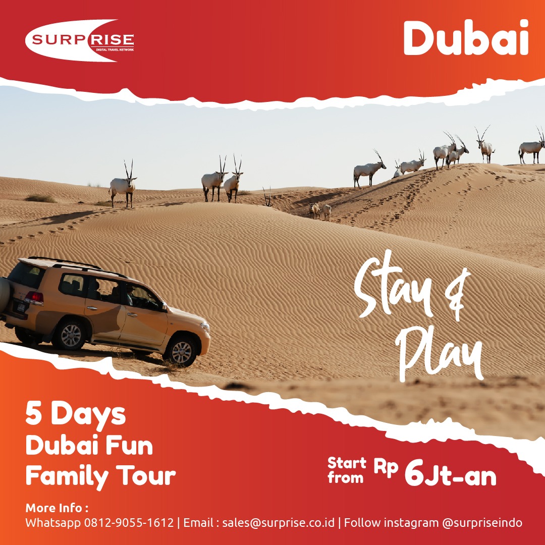 SurpriseIndo's tweet photo. Jangan sampai melewatkan kesempatan menjual produk best seller ini ya, Surprise Friend! 

Yuk pesan paket 5D Dubai Fun Family Tour sekarang! 

Informasi selengkapnya hubungi kami di
WA : +62 81290551612 https://t.co/qkNMidvedI