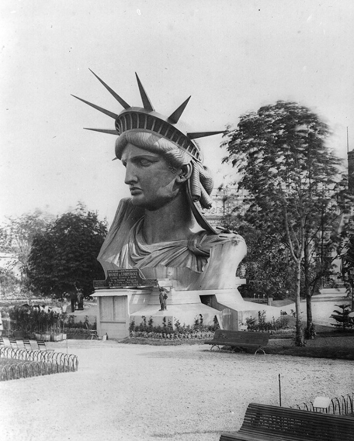 historydefined's tweet photo. The completed head of the Statue of Liberty on display at the third Paris World Fair in Paris, France, 1878. https://t.co/Pav4mbF4WB
