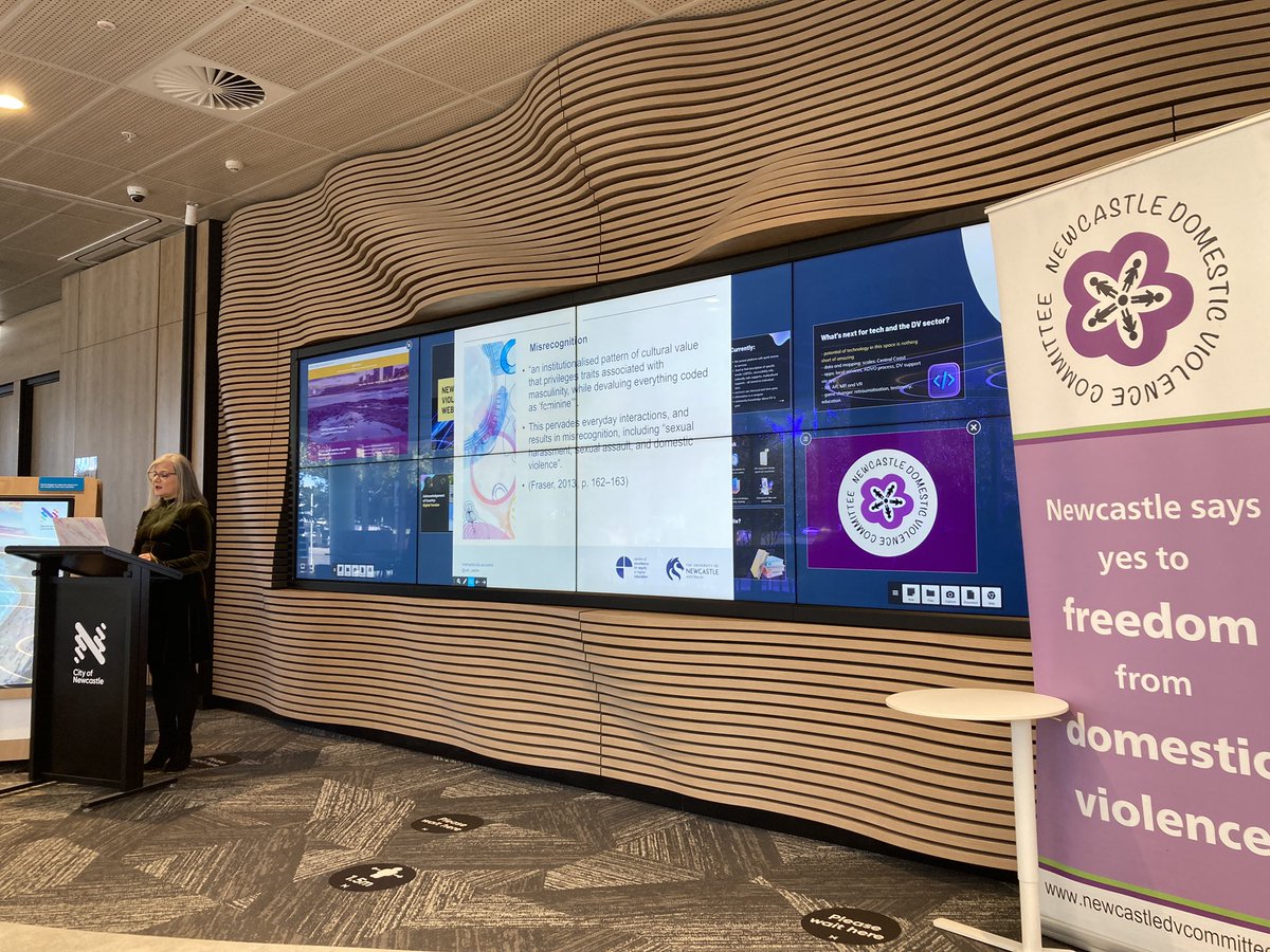 Professor Penny Jane Burke speaking at the Newcastle Domestic Violence Committee website launch this morning - newcastledvc.au | <a href="/CityNewcastle/">City of Newcastle</a>