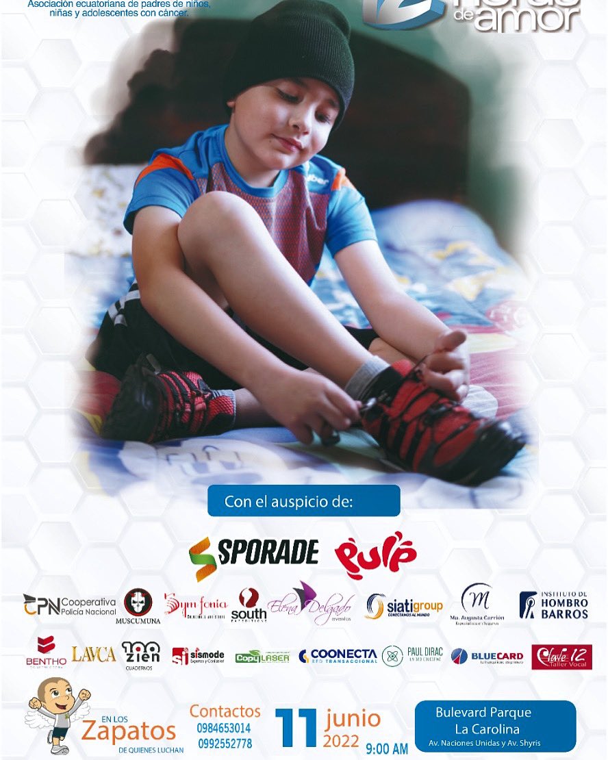 Vuelve la carrera “12 horas de amor”
A favor de la casa de Beto este sábado 11 de junio a partir de las 9 am hasta 4 pm podrás disfrutar una mañana de música juegos y de apoyar dándote una vuelta alrededor del parque la Carolina con tu familia o amigos Te esperamos!!!