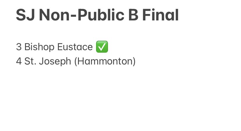 SJSportsZone's tweet photo. Baseball: 2022 NJSIAA South Jersey Non-Public B Predictions ⚾️

Note: “✅” indicates predicted winner. https://t.co/BU8KY2UrhB