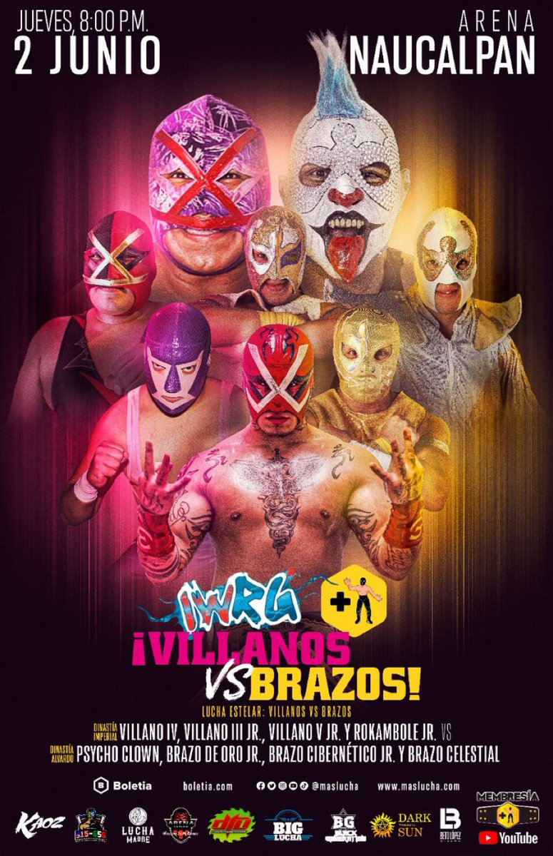 adrianmlucha's tweet photo. .@Psychooriginal y Villano IV se suman a la lucha entre Villanos y Brazos este jueves en la Arena Naucalpan https://t.co/Pw5aMyXpIl