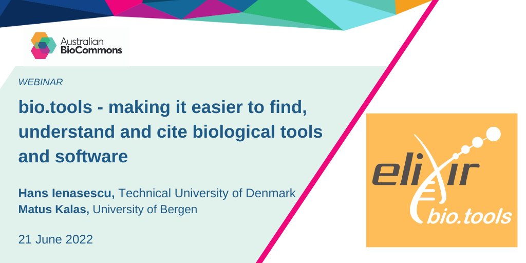 AusBiocommons's tweet photo. https://t.co/odqsaHFD08 uses a community driven, #OpenScience model to make it easier to find, understand, use and cite #ResearchSoftware and tools.
Find out more in this webinar
21 June 2022 3pm AEST
https://t.co/JpWyZsUUyS
#researchsoftwareAU #visibleresearchsoftware https://t.co/vrJ1dkyc1p