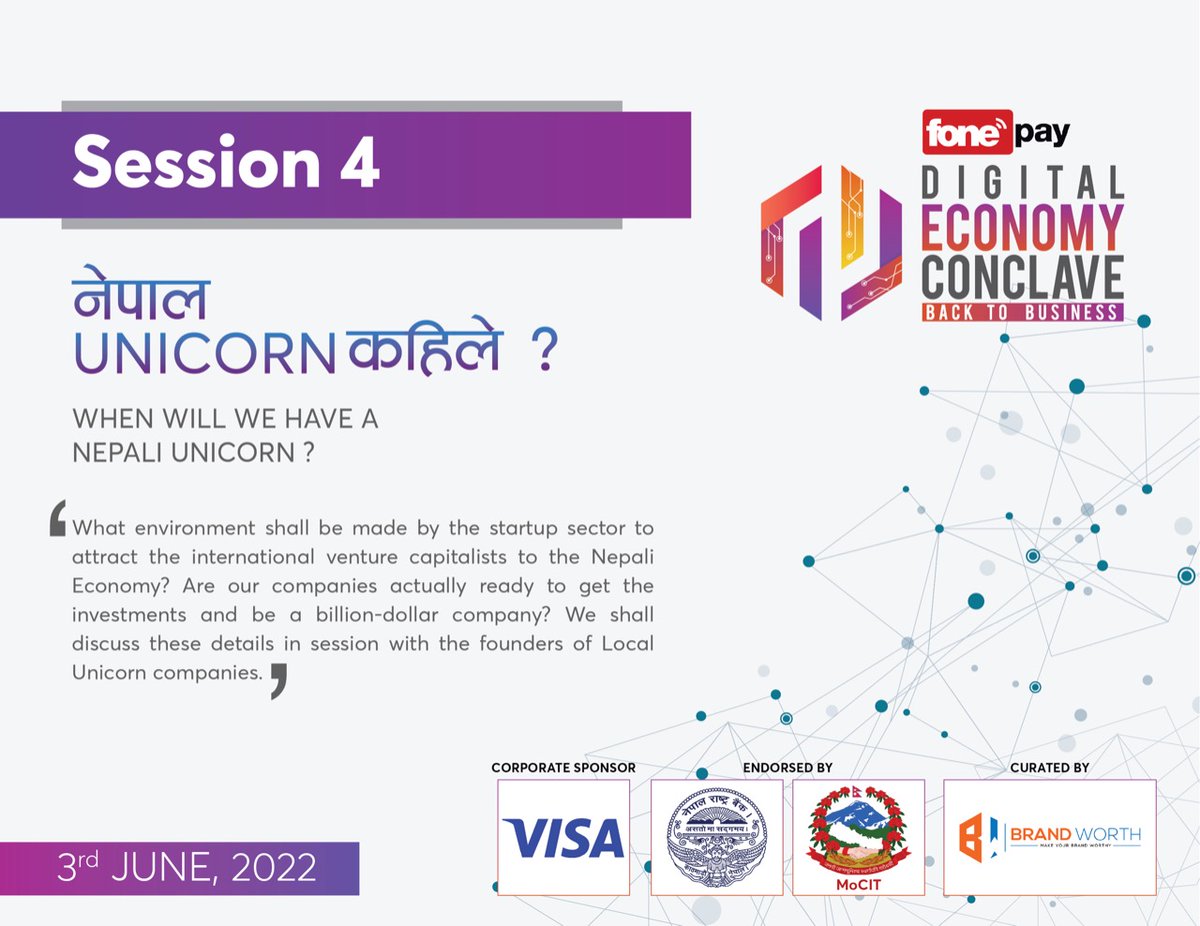 decnepal's tweet photo. SESSION ANNOUNCEMENT!

Nepal’s Startup Sector is growing and booming but we are yet to find a Unicorn in this market. Is it because there are fewer brilliant ideas that shall be successful or are these because of less interest from Private Equity Venture Capitalists? https://t.co/g5iVMV8dmi