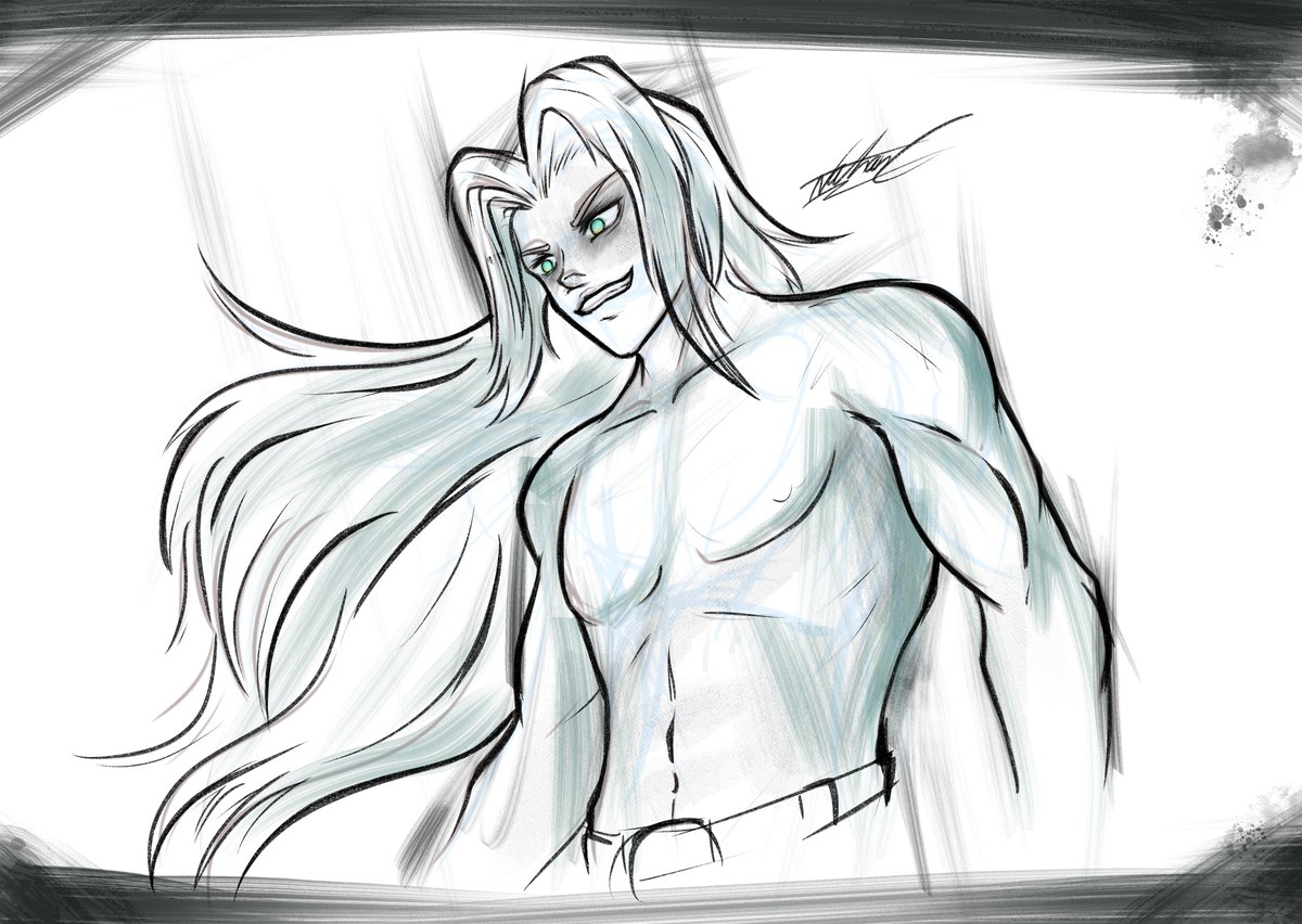 TheLocoNathan25's tweet photo. Sephiroth sketch but shirtless #FinalFantasy7Remake #FinalFantasyVII https://t.co/DoIixOFPce