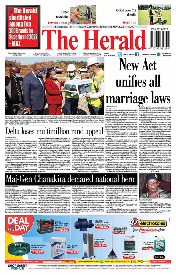 The Herald Zimbabwe on Twitter: "Check out today's front and back pages