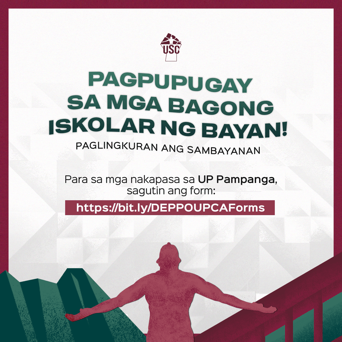 UPDEPPOSC's tweet photo. We get it ๐ pumasa ka ng UPCA ๐ pero ang point is โ๐ผ kailangan pa bang sagutan ang form? ๐ค
Pagbati sa mga bagong iskolar ng bayan! This form is the UPDEPPO SC's effort to consolidate all UPDEPPO Batch 2022 FST to establish official lines of communication.
#UPCA2022
#UPClark https://t.co/heiMG2UiHb
