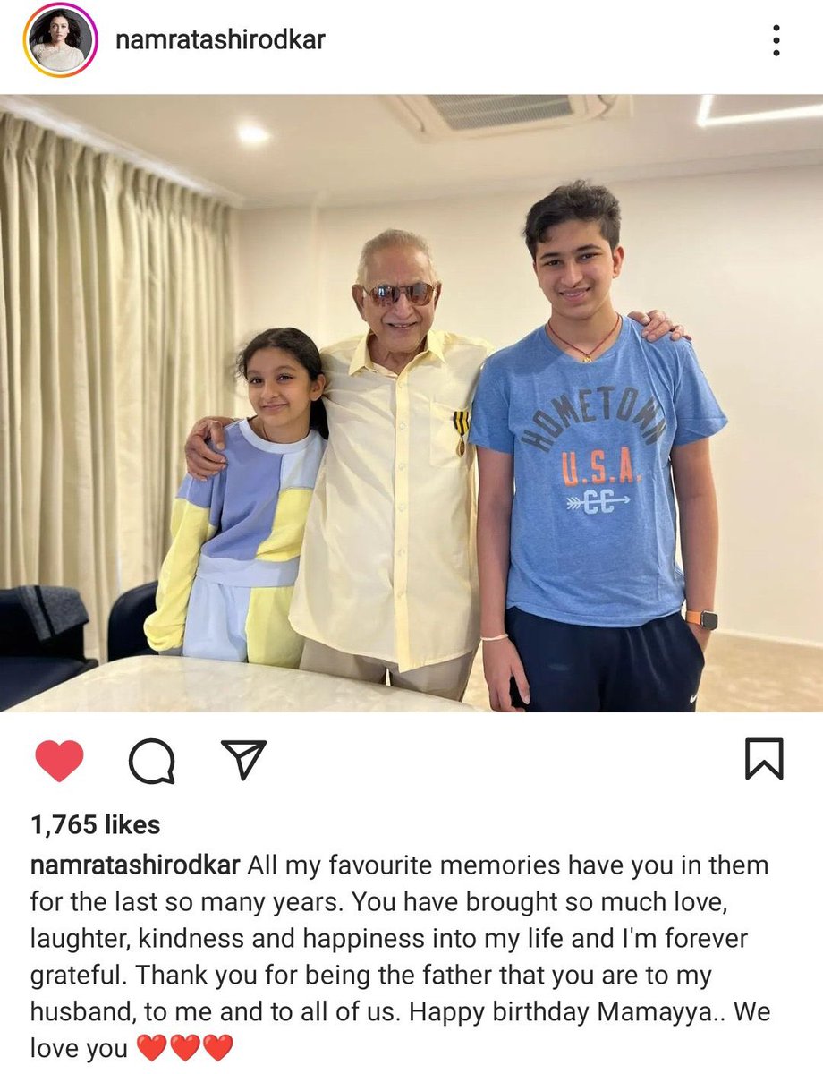 #NamrataShirodkarGhattamaneni Lovely words and Birthday wishes to Super star Krishna garu via Instagram ❤️❤️

#HBDSuperStarKrishna #SSMBSpace 
#HBDLegendarySSKgaru