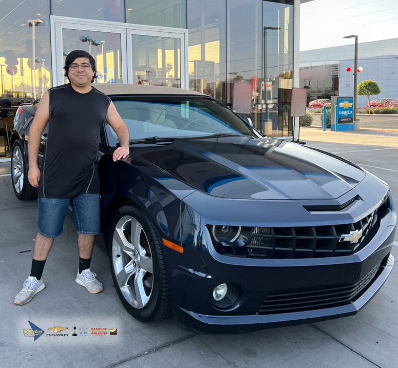 CourtesyChevCom's tweet photo. Congratulations Ramon on this totally awesome 2013 #ChevroletCamaro assist by Lamar McLaughlin. Interested in a great deal on a quality #CourtesyChevrolet vehicle, call Lamar at 602-635-2559. #TheCourtesyWay #FindNewRoads #Camaro #Chevrolet #Chevy #CourtesyChev #NeedACarSeeLamar https://t.co/wZTIBzHuZI