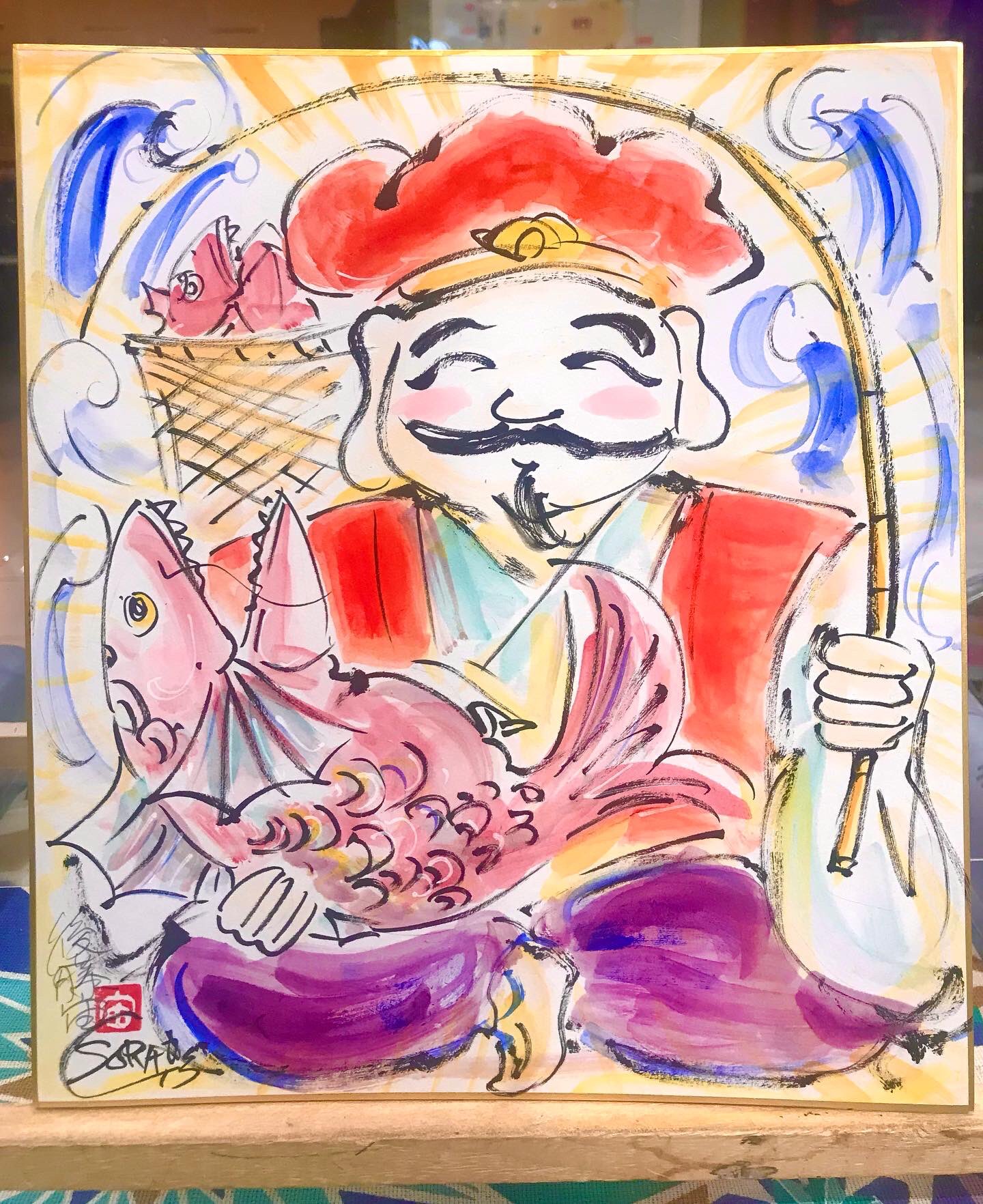 手描きイラスト 絵画 ドローイング 水彩画 美人画 和服 装