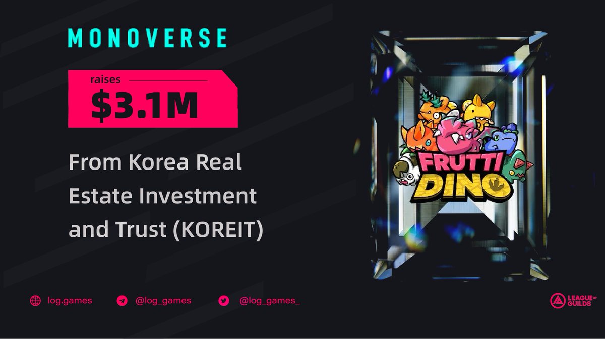ToWeb3_'s tweet photo. #CryptoGaming company and developer #Monoverse, has raised a $3.1 million investment from #Korea Real Estate Investment and Trust (#KOREIT). The investment allows it to keep expanding the blockchain #gaming space with a focus on enhancing its #Play2Earn #NFT game @FruttiDino. https://t.co/XaIuC6MFbo