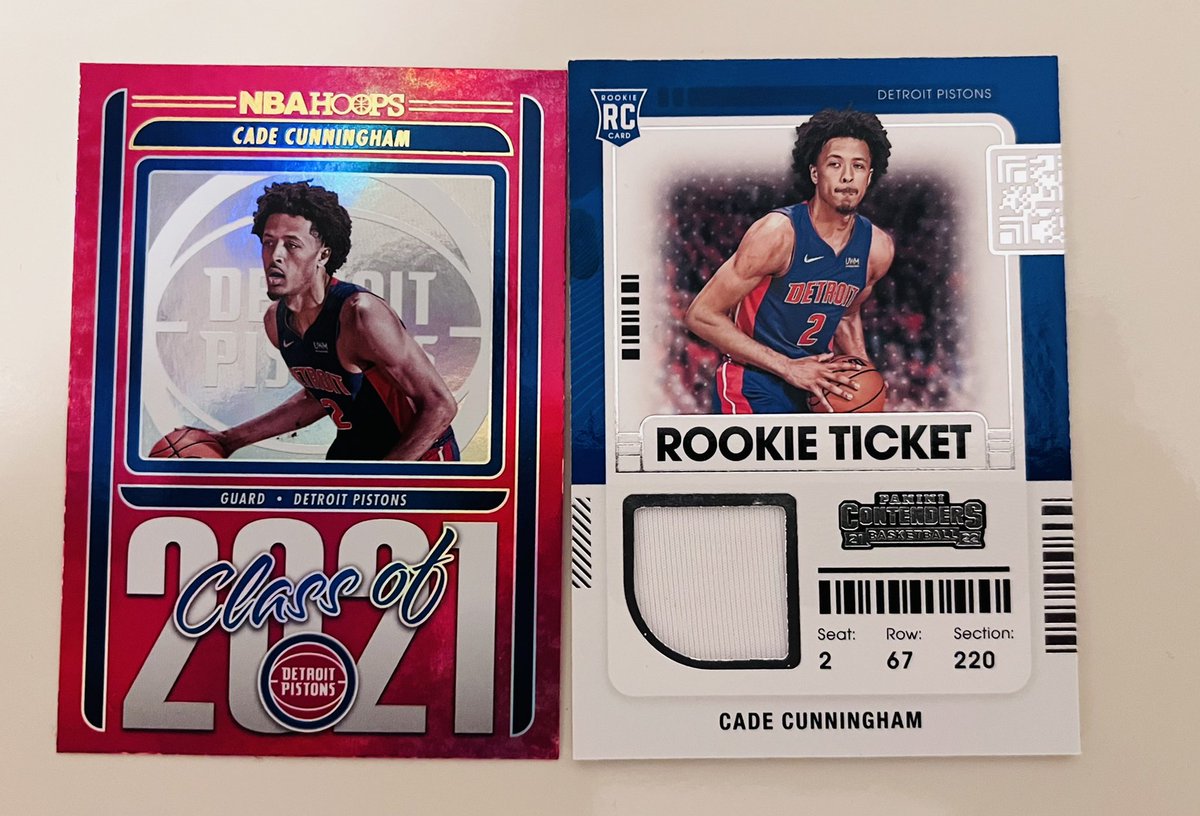 The2HitmAkerZ's tweet image. CC 
Hoops Class of Holo #
Contenders Rookie Ticket Patch 

$60 both shipped 

#cade #cunningham #numberonepick #detroitpistons