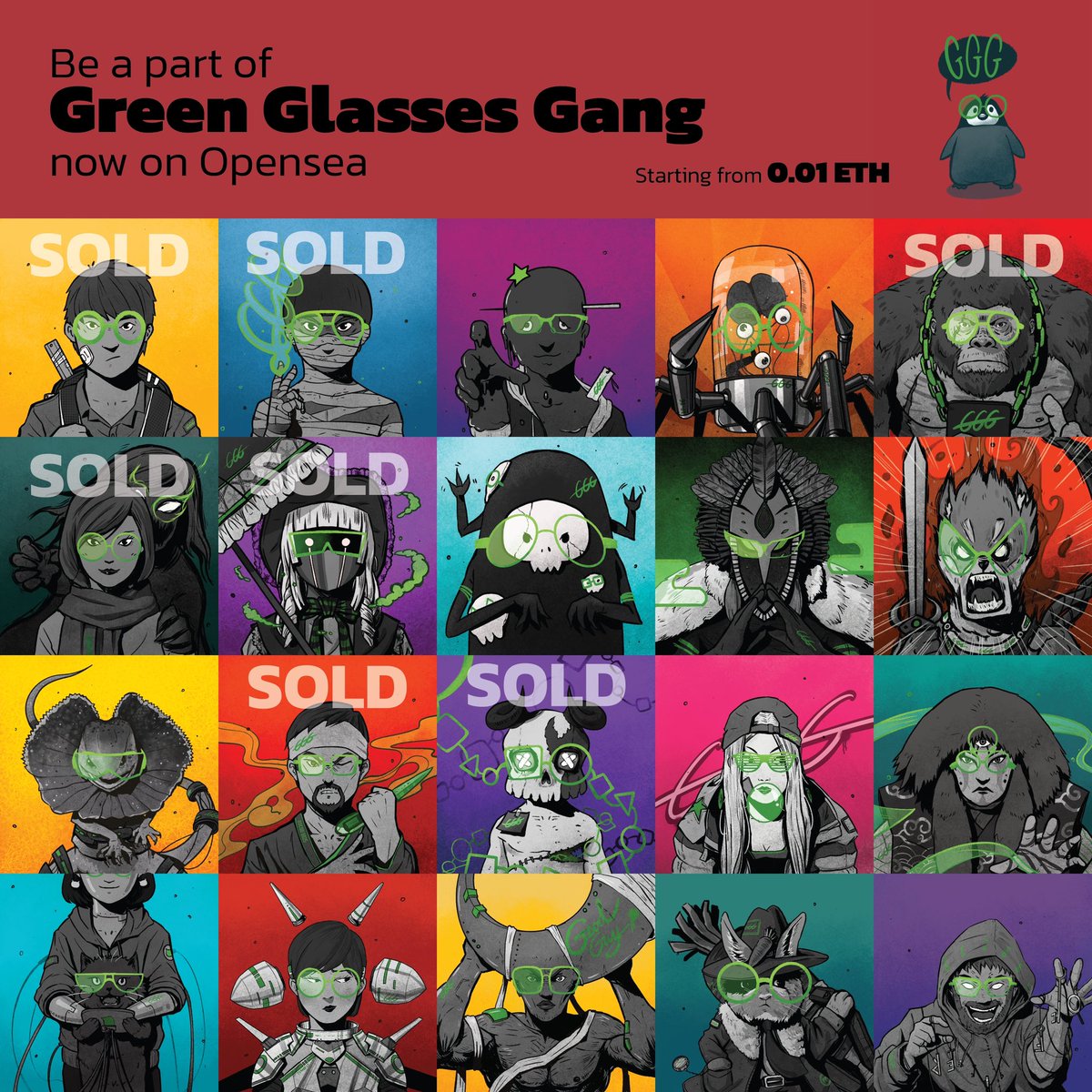theChlorophilly's tweet photo. #NFT Good morning everyone!
Quick update on Green Glasses Gang collection 🟢🟢💚

GGG is the multiversal group of Green Glasses wearers. Be a part of our group now! 
https://t.co/maznlSYWLr 
Starting from 0.01 ETH

มาเป็นแก๊งแว่นเขียวกันครับ💚

#NFTTHAILAND #NFTJAPAN #NFTJPN #NFT https://t.co/yojFdAmWZe