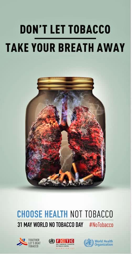 SaravanavivekM's tweet photo. #WorldNoTobaccoDay2022 . Every year almost 80 lakh people die of tobacco products worldwide. Create awareness &amp; encourage people to quit tobacco. https://t.co/OI0eM12c8Y
