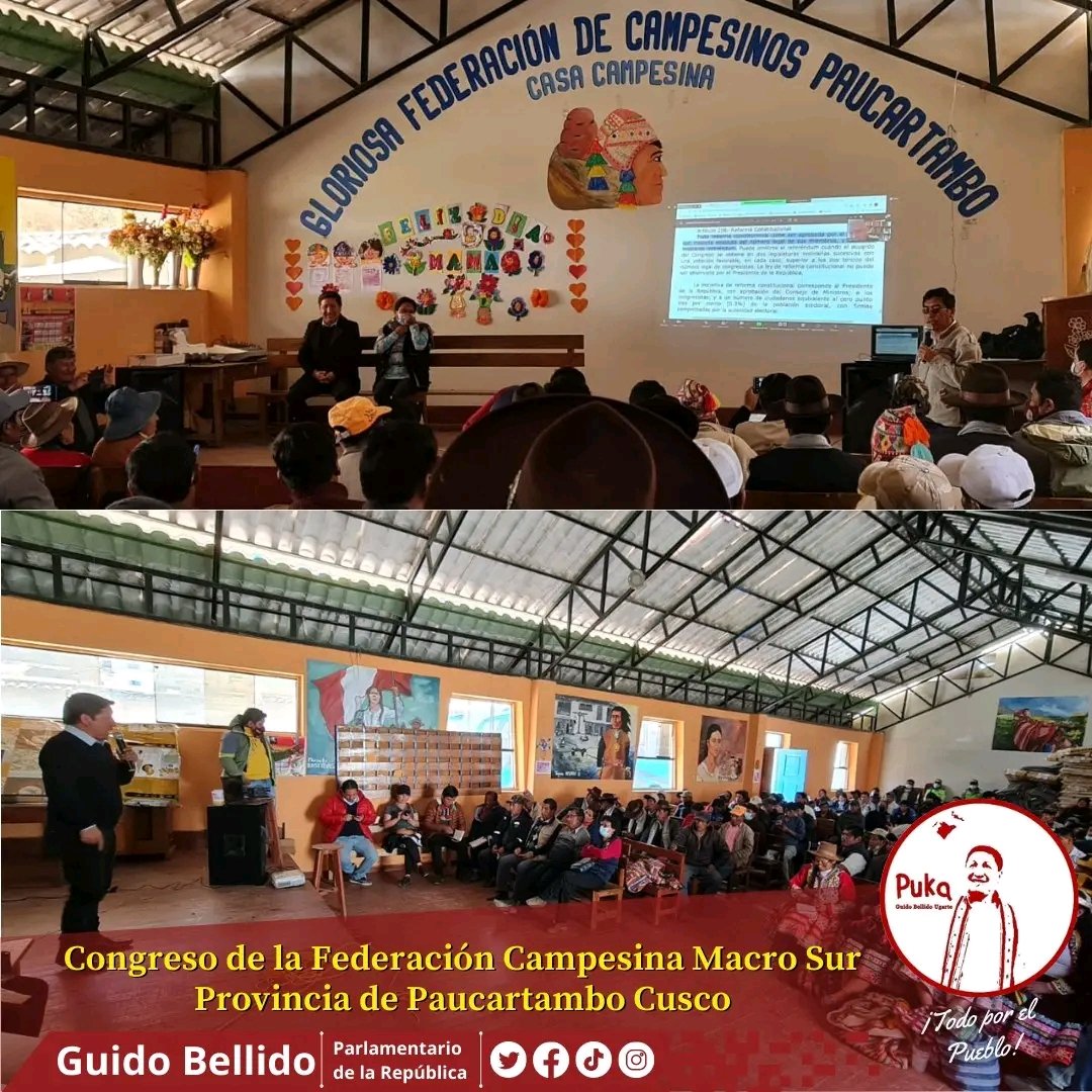 RegionCuscoPL's tweet photo. Ex Premier @GuidoBellidoU presente en el Congreso de Federación de Campesinos Macro Sur en Paucartambo - Cusco.
@GuidoBellidoU @RegionCuscoPL @VLADIMIR_CERRON @PERU_LIBRE1 https://t.co/KVeOsdt5kA