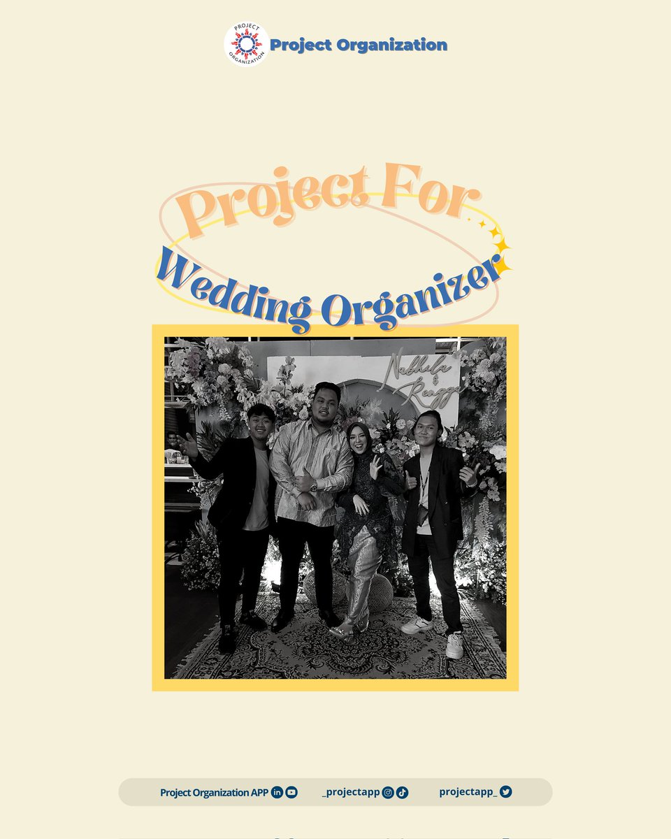 projectapp_'s tweet image. [ PROJECT FOR WEDDING ORGANIZER ]

Terima kasih sudah mempercayai Project Organization sebagai pelengkap di hari bahagia kalian. Semoga menjadi keluarga yang sakinah, mawadah, warahmah.

Congrats Kak Nabila &amp;amp; Kak Rengga!✨
THANKS CREW, SEMOGA SEMAKIN BERKEMBANG