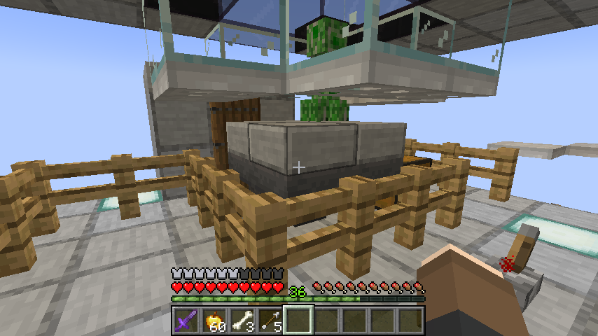 をちゃわん 2つめはレコード集め用 画像右 左は次項参照 湧き層はトラップドアとカーペットでクリーパーしか湧かないようにしてあり 右画像のドアの向こうの小部屋にスケルトンが閉じ込めてある レバーで扉を開いて自分との射線にクリーパーを挟む