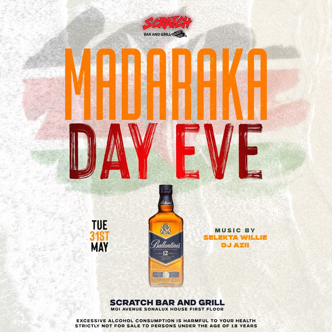 scratchbar254's tweet photo. This evening Join @selektawillie X @djazii for the Madaraka Eve party @scratchbar254
Get your holiday groove on 🕺 https://t.co/ttWWoxeF9t