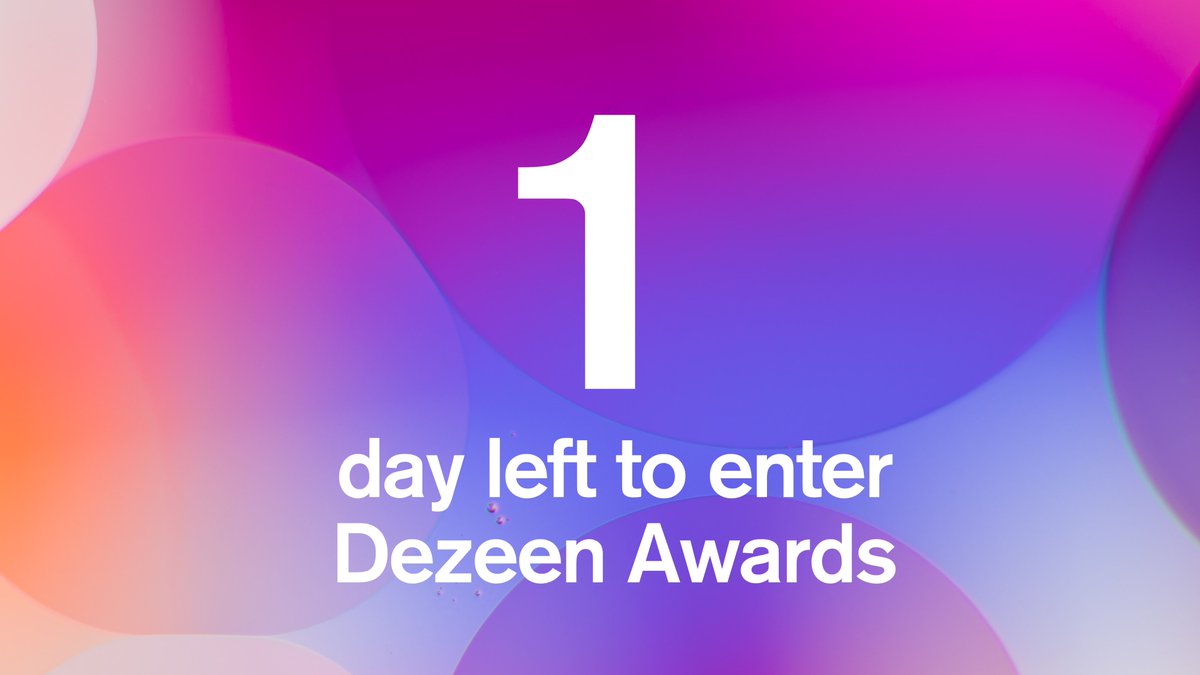 There is only 1 day left until entries close for Dezeen Awards 2022. Enter before midnight on 1 June!

Follow the link to sign in and submit your entry: dezeen.com/awards/signup/…
 
#dezeenawards #architecture #interiors #design