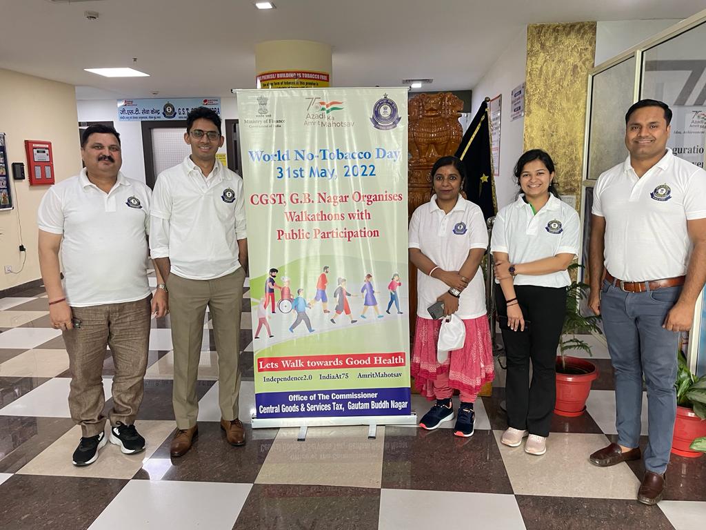 CGSTGBNagar's tweet photo. Under aegis of Azadi ka Amrit Mahotsav,on World No-Tobacco Day-31st May 2022,CGST GBN Commissionerate organized Walkathon with public participation.Let's Walk towards Good Health.
#IndiaAt75
#AmritMahotsav
#Independence2.0
@PMOIndia
@nsitharamanoffc
@cbic_india
@cgstcusmeerut https://t.co/CQqJSTsynk