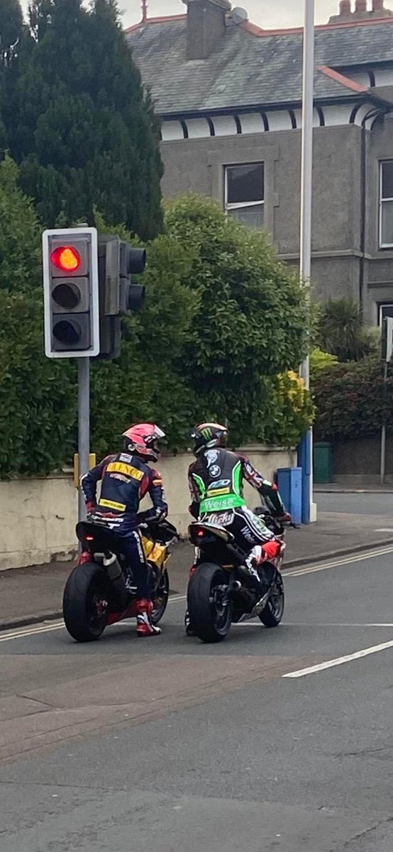 jordanmoreland_'s tweet photo. Imagine pulling up to a red light and seeing Davey Todd &amp; Peter Hickman 😂😂😂

#TT https://t.co/S9dQl3Vw1D