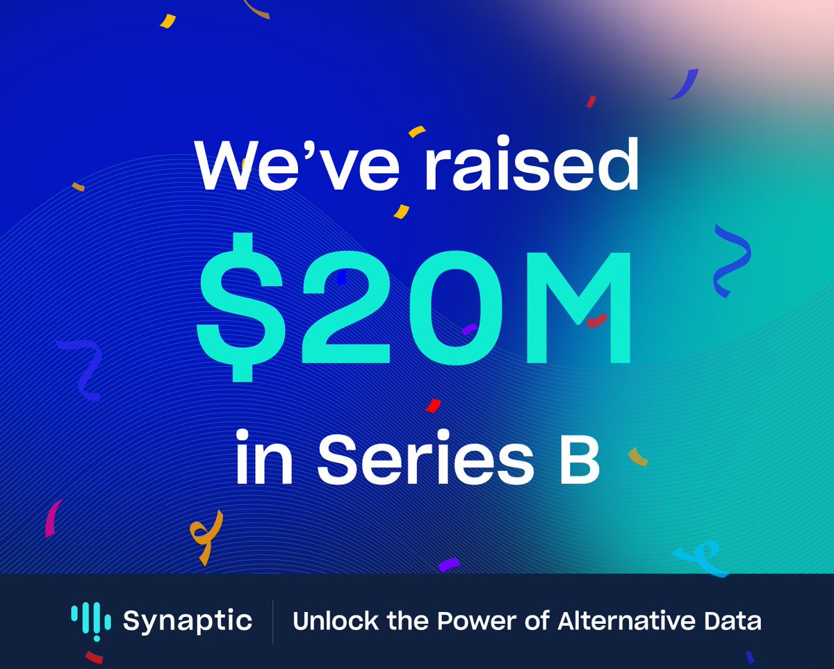 synaptic_data's tweet photo. We are thrilled to announce that Synaptic has raised $20M in our Series B funding round from Valor Equity Partners.  Here’s what comes next — more product innovations, products for new markets and expansion into newer geographies!

Read more - https://t.co/LfXTKbls27 https://t.co/7iu5kOEPKf
