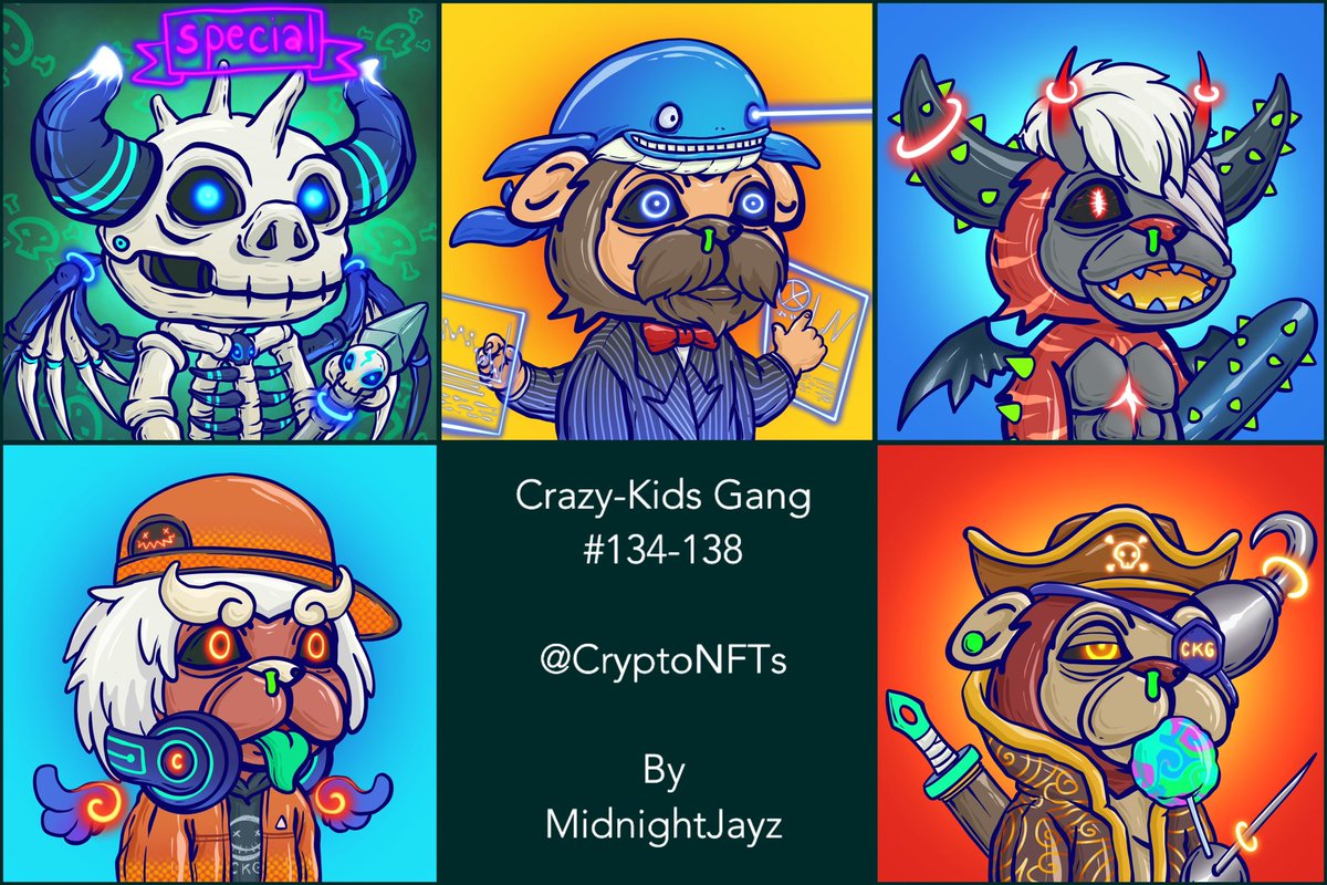 🐵 CKG Phase 2 Moon-Town 🐵 #134-138
*** #134 special skulls kid
Will drop 31 May 11:00 P.M. ( GMT +7 )

Check it 👉 crypto.com/nft/collection…

Discord discord.gg/b3AqdZn39E

#crofam #cro #nftcommunity #nfts #crazykidsgang #nftcollector #nftthailand