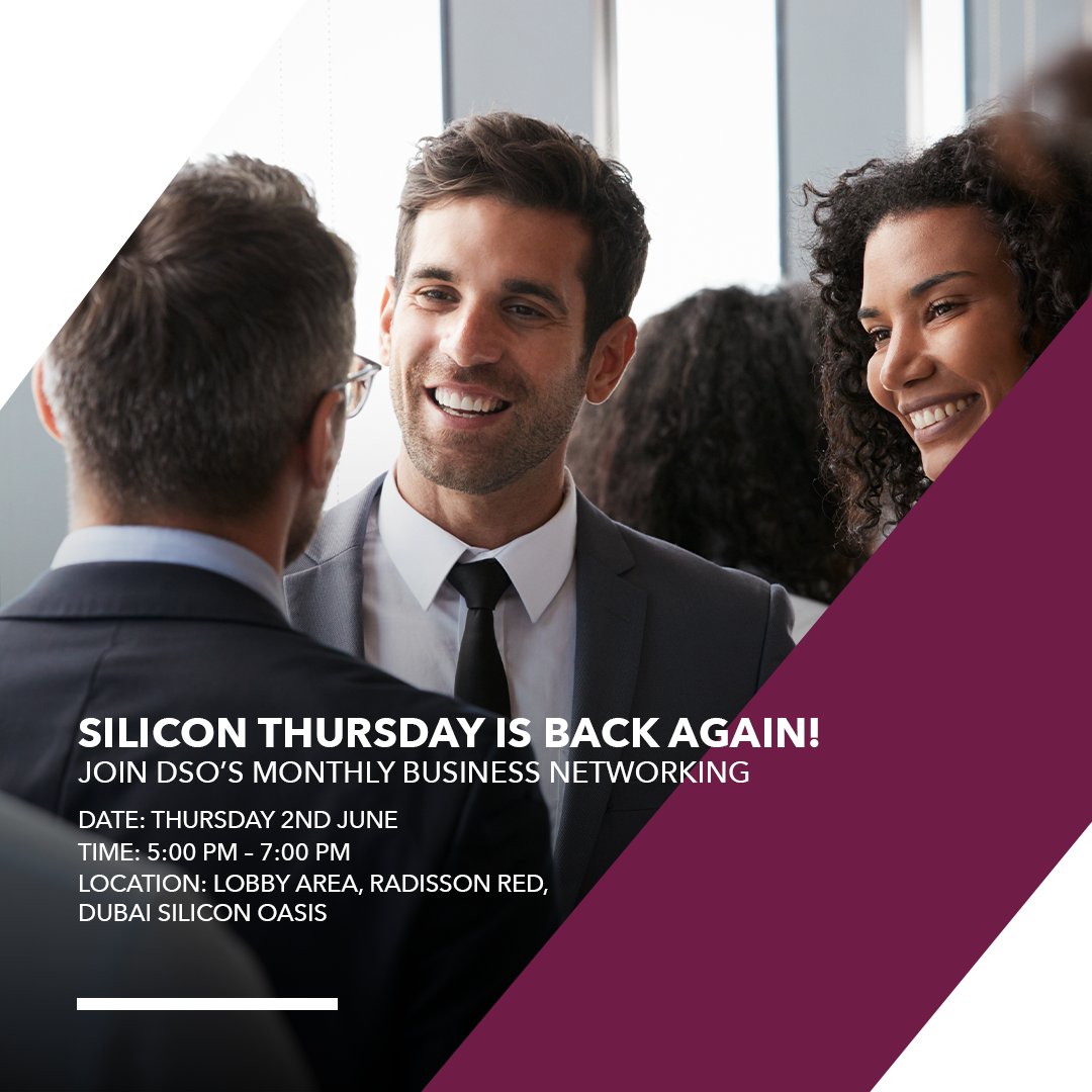 Dtec_dso's tweet photo. We're finally back with our Silicon Thursday!
Happening on the first Thursday of every month, Silicon Thursday is open to everyone!
📅 Date: Thursday 2nd June
⏰ Time: 5 pm – 7 pm
📍Location: Lobby area, Radisson RED, Dubai Silicon Oasis
#Dtecevents #MyDtec #Entrepreneur https://t.co/w8C66QsGMo