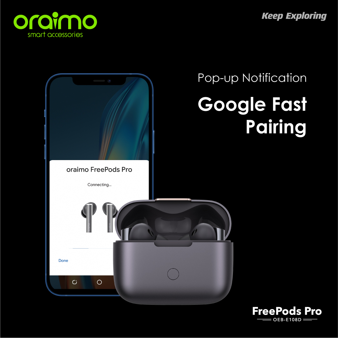 oraimokenya's tweet photo. Pop-up Notification- Google Fast Pairing
Google Fast Pairing function supports automatic fast pairing with Pop-up notification between #FreePodsPro and your Google devices. It is considered compatible with Android 6.0 or above. Your device must also support Google Play services. https://t.co/mj9vszfb8j