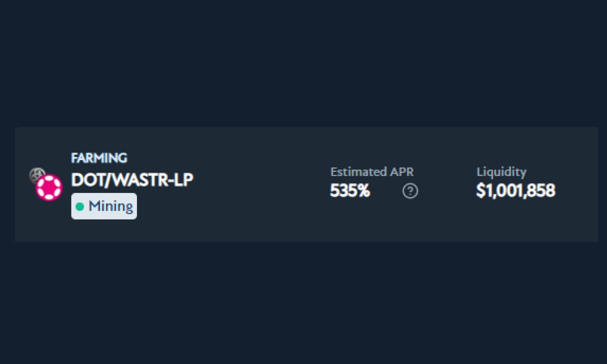 arthswap's tweet photo. 🔥🔥Exceeded $1M within 5 hours!!! 🔥🔥

ArthSwap has the highest APR for $DOT ー 535%!!

This is the time for you to deposit your $DOT 💫 https://t.co/jkT2XSd4ev