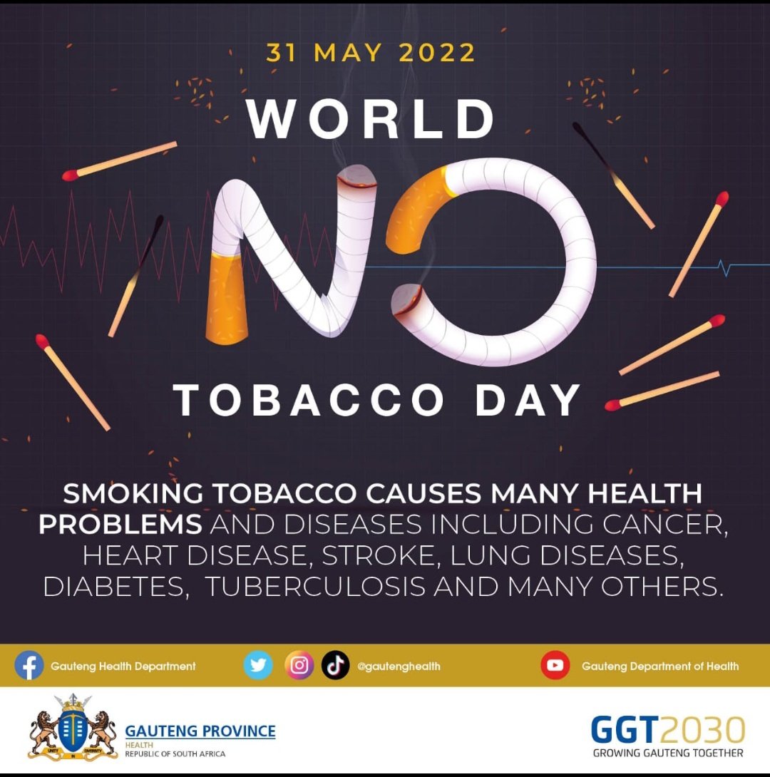 Quit today and reduce the risk of contracting smoking-related diseases #WorldNoTobaccoDay2022