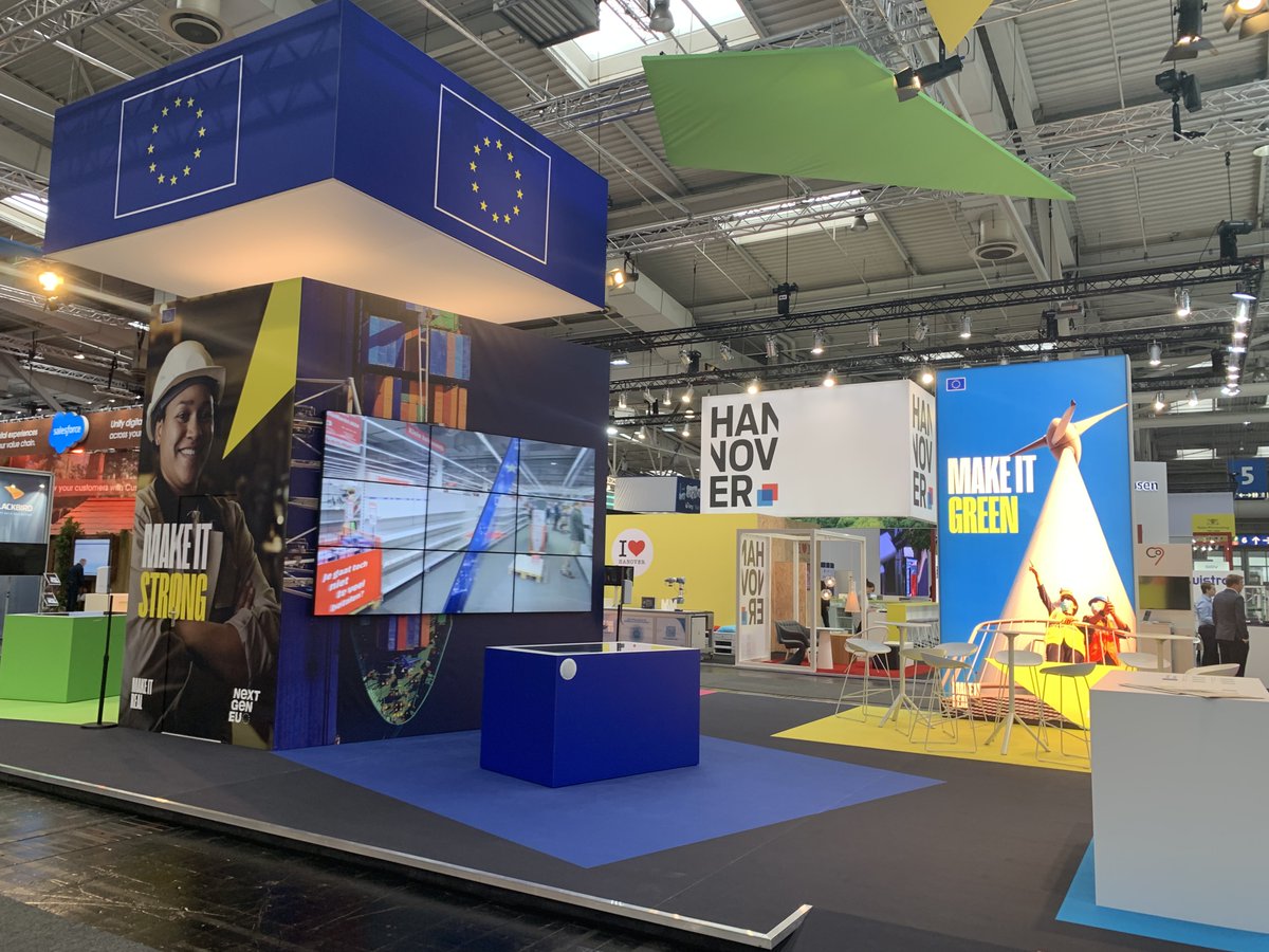 EU_Growth's tweet image. It feels great to be back at @hannover_messe🤩!

We are showing how the @EU_Commission is working towards a greener, more digital and more resilient #EUIndustry! 
🤝 Come visit us at hall 5, stand B16 🤝 #HM22 

Details 👉hannovermesse.de/exhibitor/euro… 

#EUGreenDeal #DigitalEU
