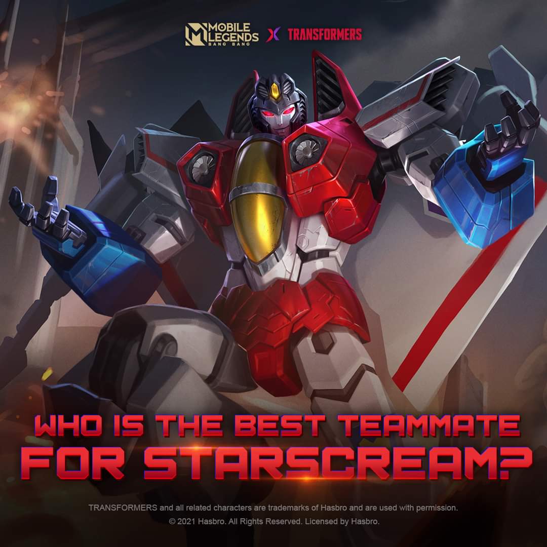 MobileLegendsOL's tweet photo. Who is the best teammate for Starscream?

#MobileLegendsBangBang #MLBBxTRANSFORMERS https://t.co/RMNxxPMwNr