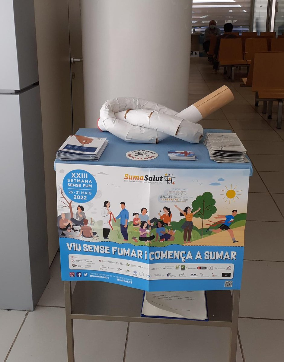 apicstgn's tweet photo. 🚭 #Avui 🗓️ 31 de maig #DMsenseTabac
el #CAPTarraco de l'@apicstgn vol sensibilitzar als usuaris de la importància que té per la salut deixar de fumar.
"Viu sense fumar i comença a sumar"
#ssfcat22 #SumaSalut #SenseFumICS https://t.co/EZnYsqD1kO