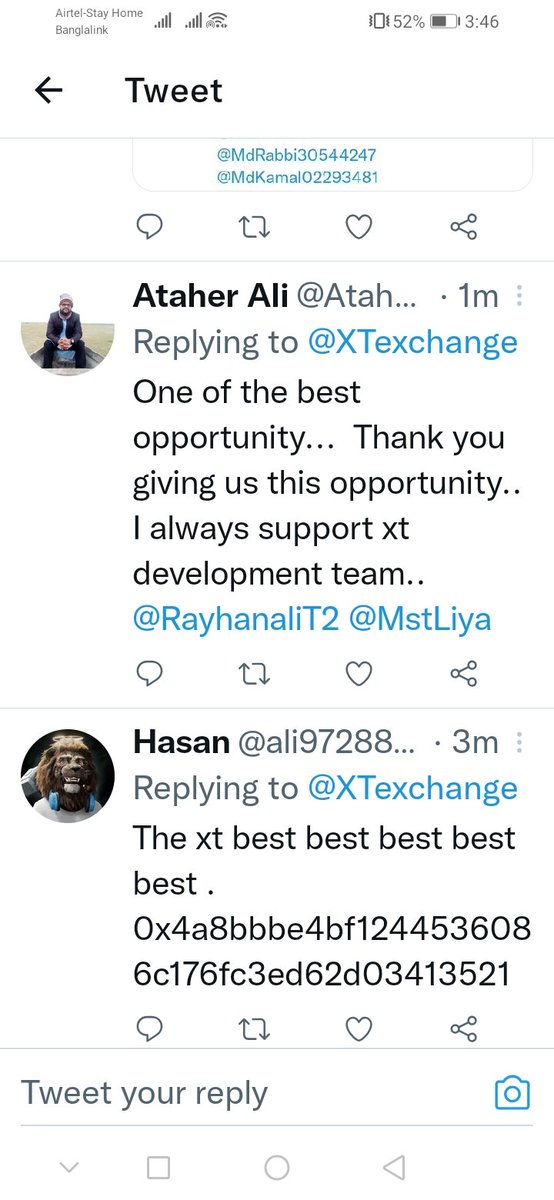 AtaherAli5's tweet photo. @XTexchange my xt wallet address :0xbc852a9125565a92ceb47622f4a3f9c473863cd4 https://t.co/c7QqhSZQyv