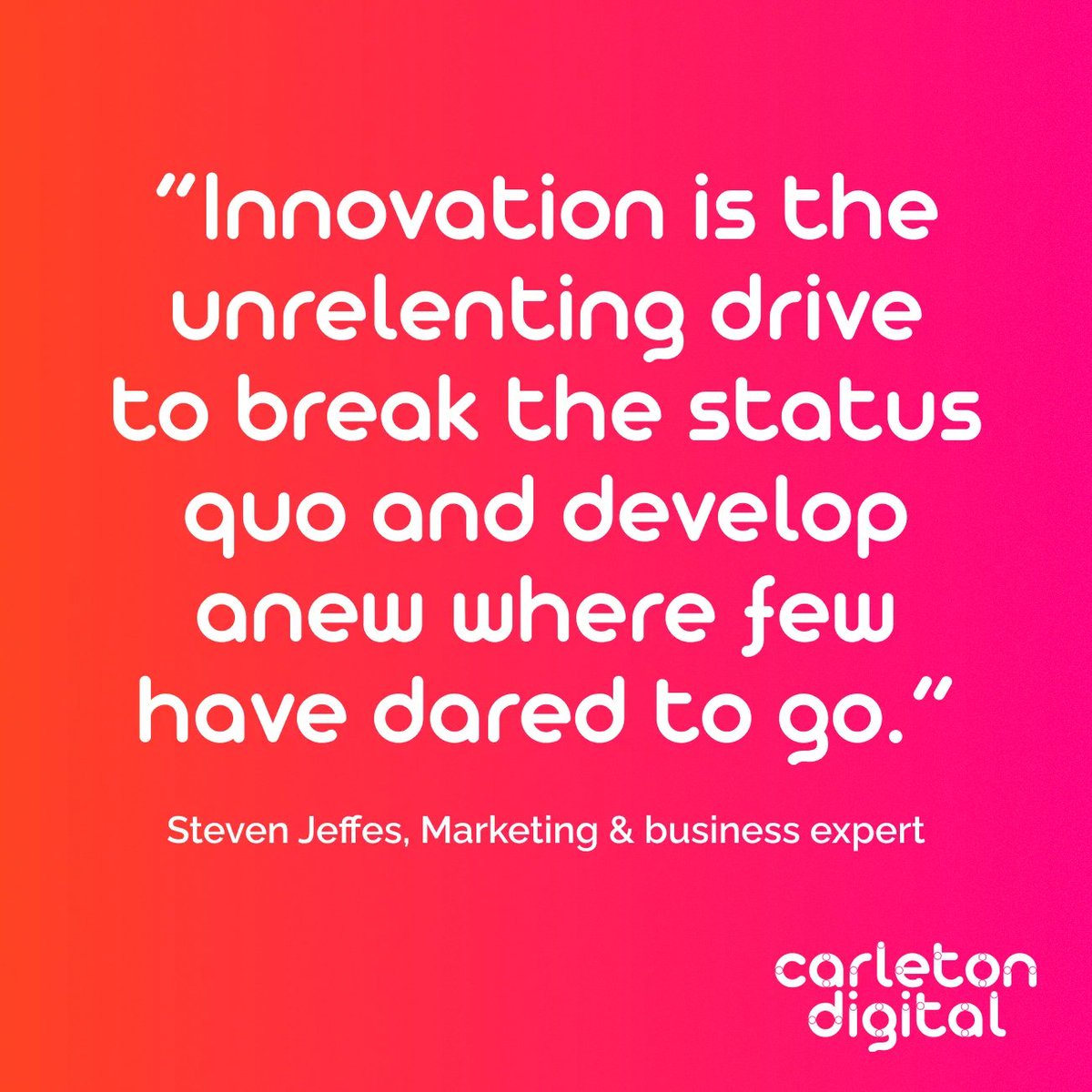“Innovation is the unrelenting drive to break the status quo and develop anew where few have dared to go.“ Steven Jeffes #innovation #innoquotes #upearly :)