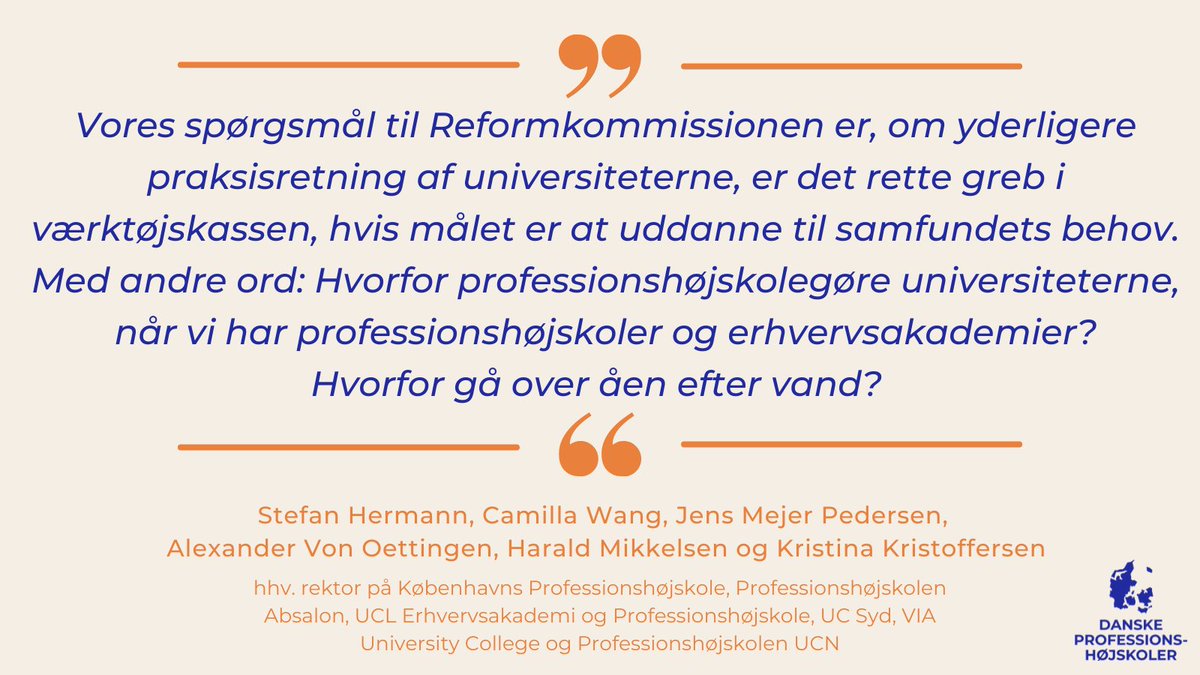 Reformkommissionens idé om gratis efteruddannelse er fremragende💡👍Men der savnes en samlet analyse og debat af #uddpol forslag, som løser manglen på arbejdskraft på det private og off. arbejdsmarked, skriver rektorerne i @DanskeProf i @AltingetForsk altinget.dk/artikel/rektor…