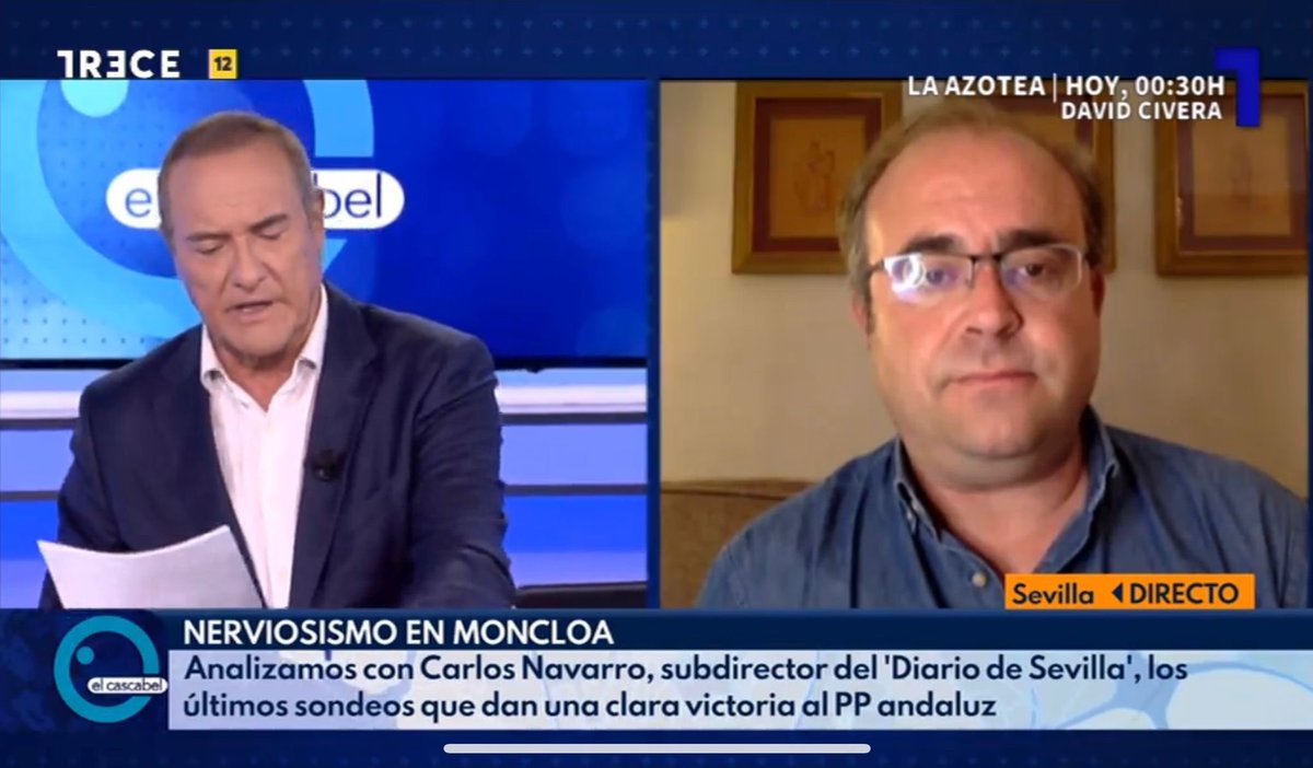 Acabamos el lunes en <a href="/ElCascabelTRECE/">El Cascabel</a> hablando de Andalucía con <a href="/AJimenezTRECE/">Antonio Jiménez</a> . <a href="/TRECE_es/">TRECE</a> <a href="/grupojoly/">Grupo Joly</a>