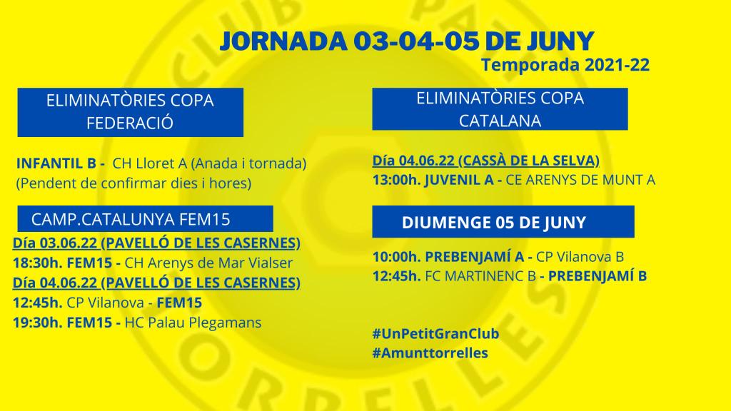 Club Patí Torrelles (@cpatitorrelles) on Twitter photo PROPERS PARTITS 3-4 i 5 JUNY
#amunttorrelles #unpetitgranclub #clubpatitorrelles
@clubhoqueilloret <a href="/charenysdemar/">C.H. Arenys de mar</a> <a href="/cpvilanova/">CLUB PATÍ VILANOVA</a> @hoqueiclubpalau <a href="/amunthoquei/">C. d'E. Arenys de Munt Solartradex</a> @hqmartinenc PROPERS PARTITS 3-4 i 5 JUNY
#amunttorrelles #unpetitgranclub #clubpatitorrelles
@clubhoqueilloret <a href="/charenysdemar/">C.H. Arenys de mar</a> <a href="/cpvilanova/">CLUB PATÍ VILANOVA</a> @hoqueiclubpalau <a href="/amunthoquei/">C. d'E. Arenys de Munt Solartradex</a> @hqmartinenc