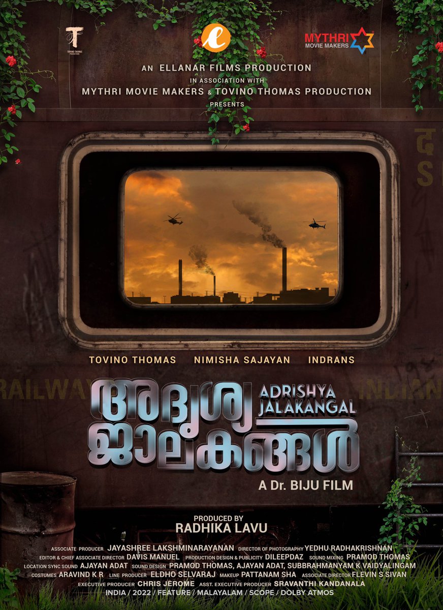 ttovino's tweet photo. Opening the window of Adrishya jalakangal, presenting the first look of this intriguing story! 
Up next: #AdrishyaJalakangal🪟

@EllanarFilms_ @MythriOffical #TovinoThomasProductions  
#NimishaSajayan @actor_indrans @RadhikaLavu @drbijufilmmaker @jayashreeKLN @yedhudop #DileepDaz https://t.co/KT7gzHwOrx