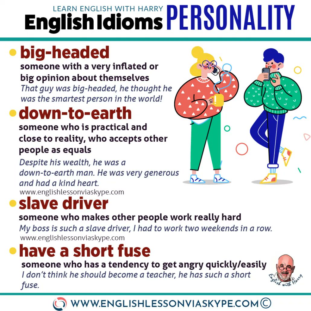 englishvskype's tweet photo. IDIOMS: Learn English idioms to decribe people and personalities. Click the link to learn 38 idioms ➡️describe  https://t.co/bQ0tQhjYAJ

#LearnEnglish #ingles #inglesonline #IELTS #englishlearnig #TOEFL #vocabulary
@englishvskype https://t.co/ZQJEDM0NpG