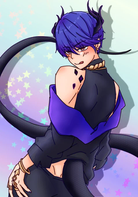 この衣装、悪魔姿絶対似合うと思ったんだよな～#obeymefanart  #obeymeleviathan 