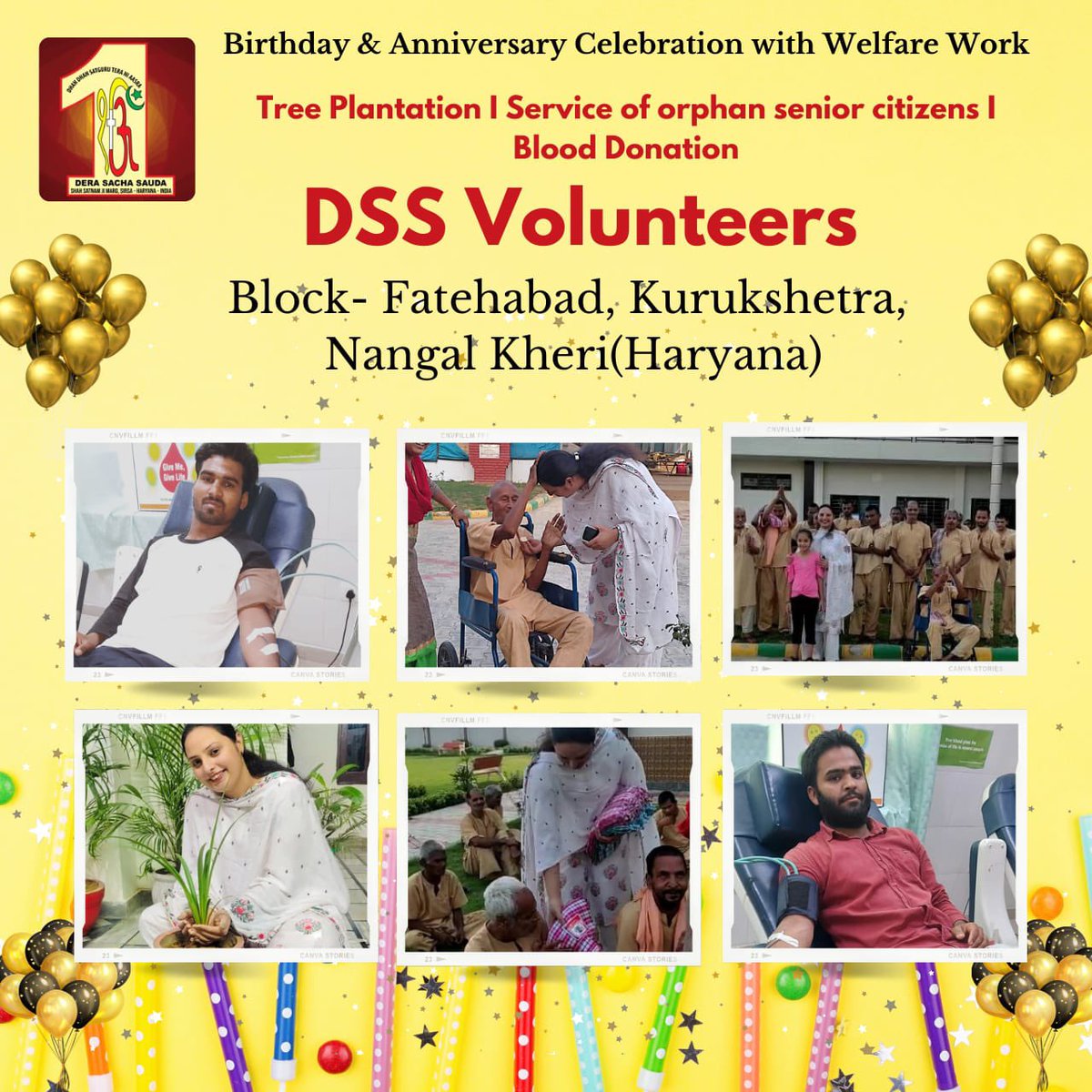 DSSNewsUpdates's tweet photo. Celebrate your birthday🎂 in d way it inspires others! DSS volunteers celebrated their birthday by participating in welfare activities. This noble deed & ways of celebrations r well-inspired by St Dr @Gurmeetramrahim Singh Ji Insan
#TreePlantation #BloodDonation #ServingNeedy https://t.co/ivXfn1cKHv