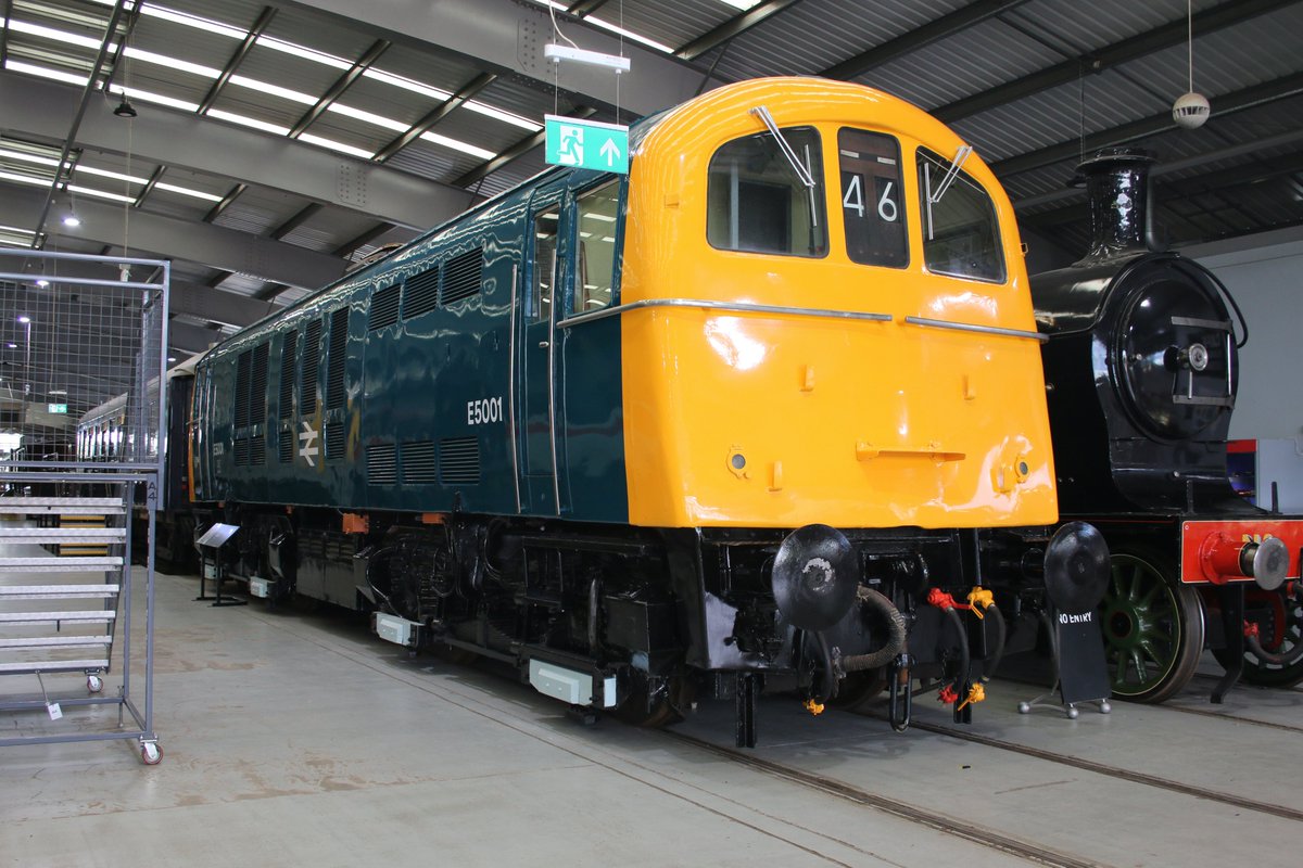 beeranddiesels's tweet image. Looking resplendent in BR corporate blue - Class 71 E5001 in Locomotion, Shildon on 17/05/2022.  @LocomotionSHD #Class71