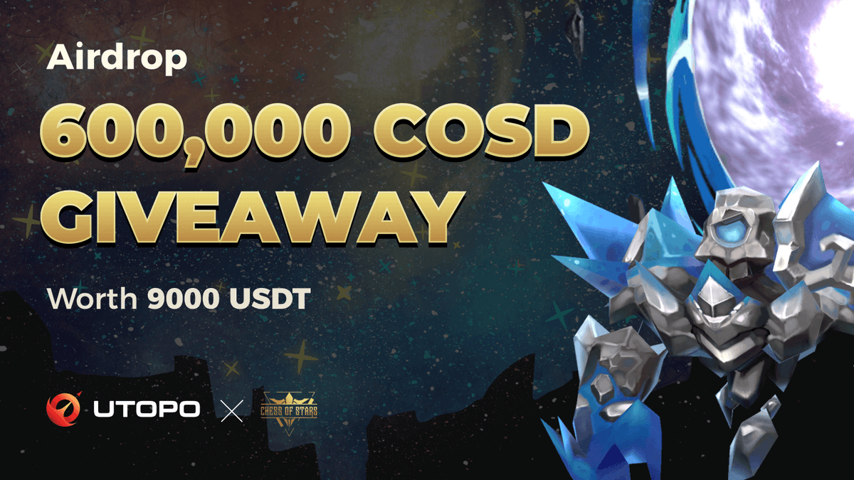🔥#Airdrops 101-10

💰600,000 #COSD (worth $9,000) shared by 600 Winners!

🛠️Tasks,
✅Follow <a href="/utopogame/">Utopo</a> &amp; <a href="/chessofstars/">Chess of stars Web3 auto chess game</a> 
✅Join t.me/UtopoOfficial &amp; t.me/thechessofstars
✅Register at utopo.com
✅Fill out the form forms.gle/QNVvdtKRPMU4jt…

⏳May 31-June 7