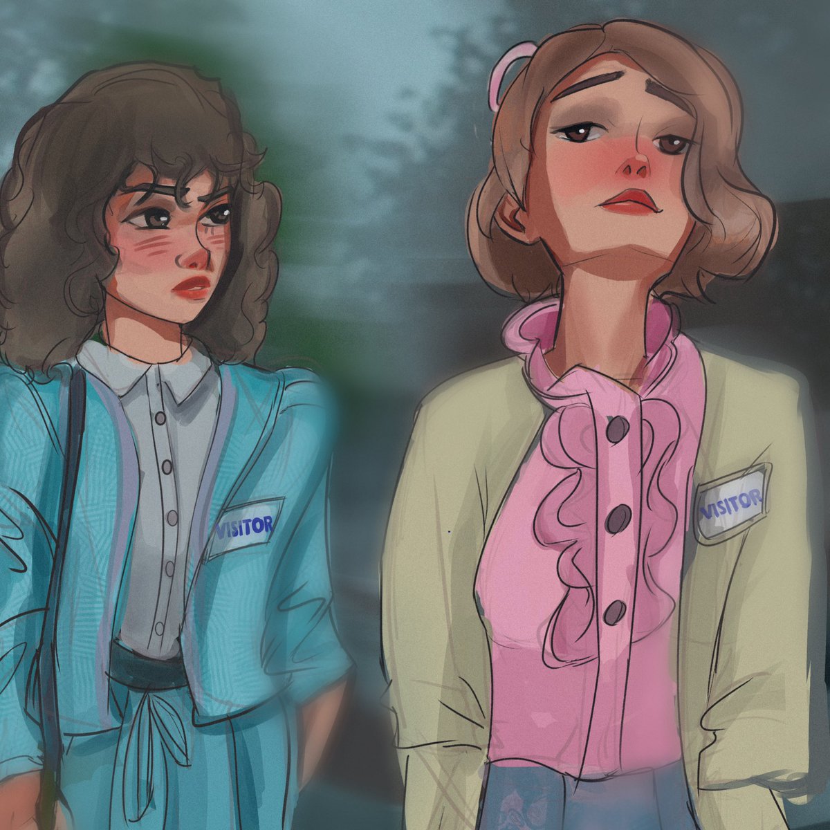 veldx's tweet photo. Good morning fam ⛅️ 
Hope youre all doing good😊 

Here’s a fanart i did of nancy and robin from @Stranger_Things 😎🤌✨

#StrangerThings #StrangerThings4 #nancywheeler #ROBINBUCKLEY #artwork #nftart https://t.co/y05wdlV5Am
